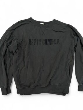 Aerie Black 'Happy Camper' Crewneck Sweatshirt